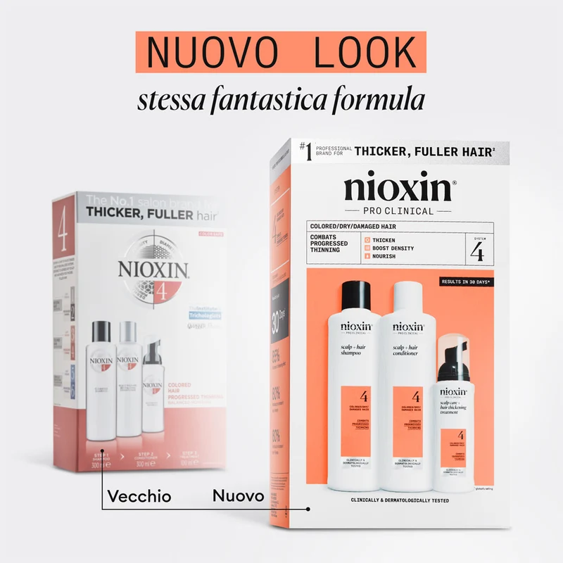 Nioxin Sistema 4 Scalp + Hair Kit Trifasico 300ml - kit anti assottigliamento avanzato