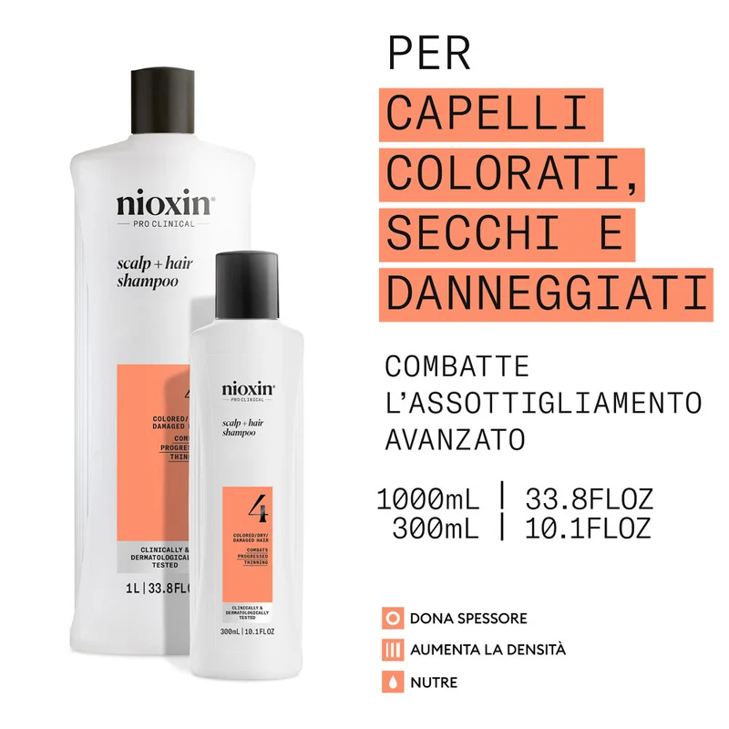 Nioxin Sistema 4 Scalp + Hair Shampoo 300ml - shampoo fortificante capelli danneggiati