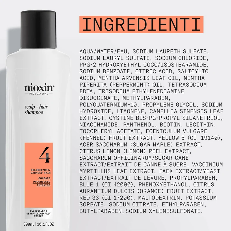 Nioxin Sistema 4 Scalp + Hair Shampoo 300ml - shampoo fortificante capelli danneggiati