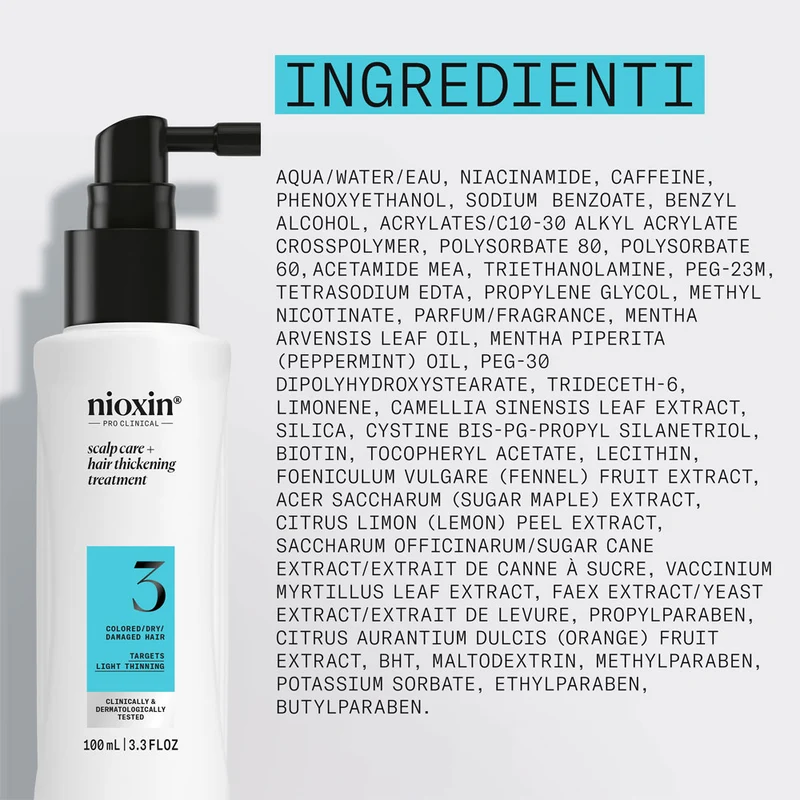 Nioxin Sistema 3 Scalp + Hair Thickening Serum 100ml - siero anti assottigliamento lieve