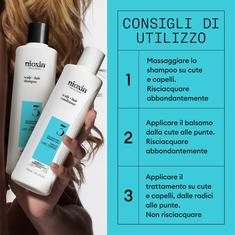 Nioxin Sistema 3 Kit Trifasico 300ml - kit anti assottigliamento lieve