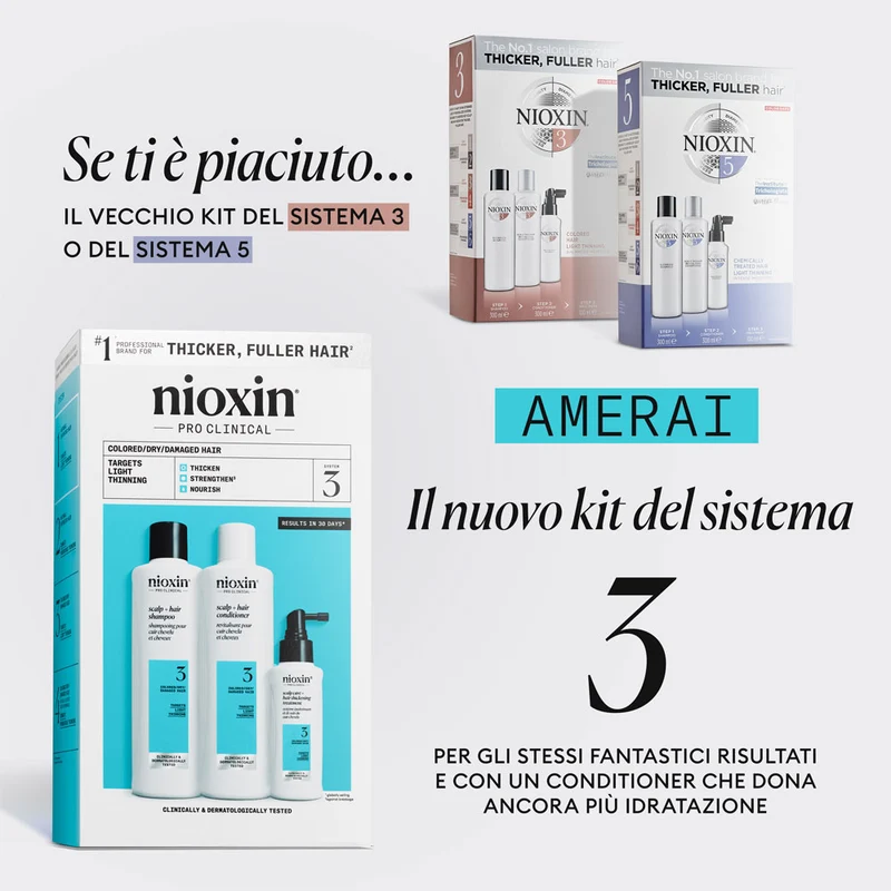 Nioxin Sistema 3 Kit Trifasico 300ml - kit anti assottigliamento lieve