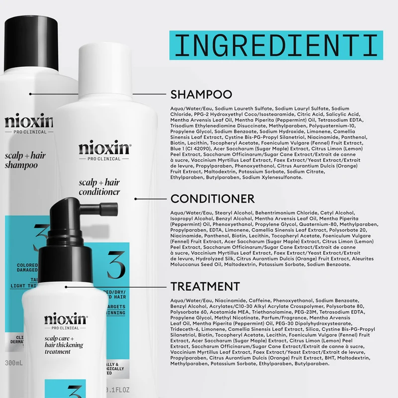 Nioxin Sistema 3 Kit Trifasico 150ml - kit anti assottigliamento lieve