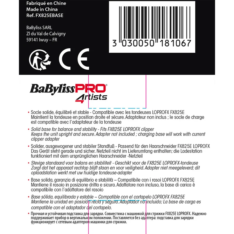 Babyliss Pro 4Artist Base Ricarica Clipper FX825E