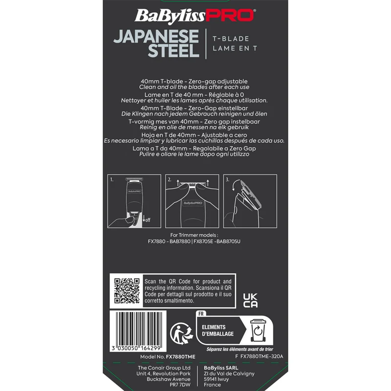 Babyliss Pro 4Artist Testina di Ricambio a T 40mm per FX7880 ROSE GOLD e FX8705E