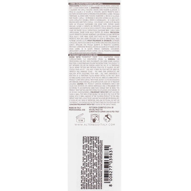 Alterego Technofruit Color 1/0 Nero 100ml - colorazione permanente
