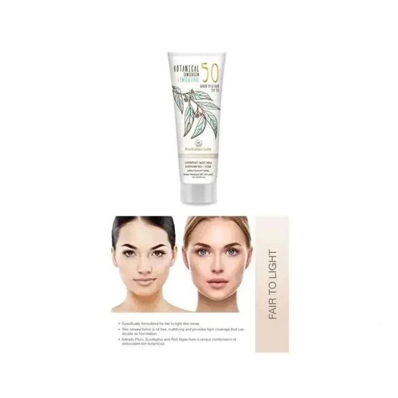 Botanical Sunscreen Tinted Face SPF 50 Light Australian Gold 89ml crema solare viso