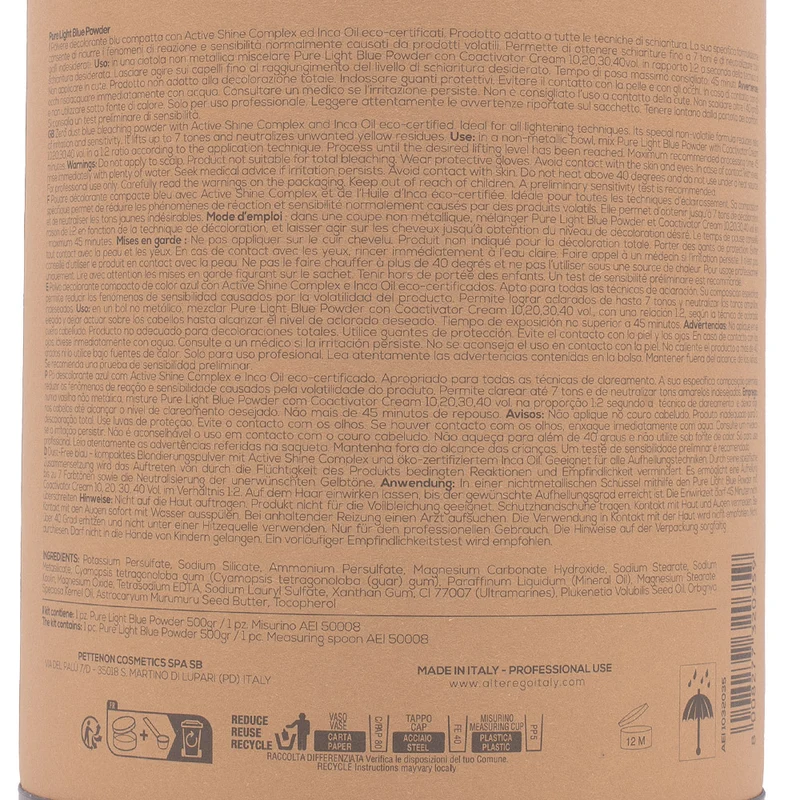 Alterego Blondego Pure Light Blue Powder 500gr - polvere decolorante blu compatta