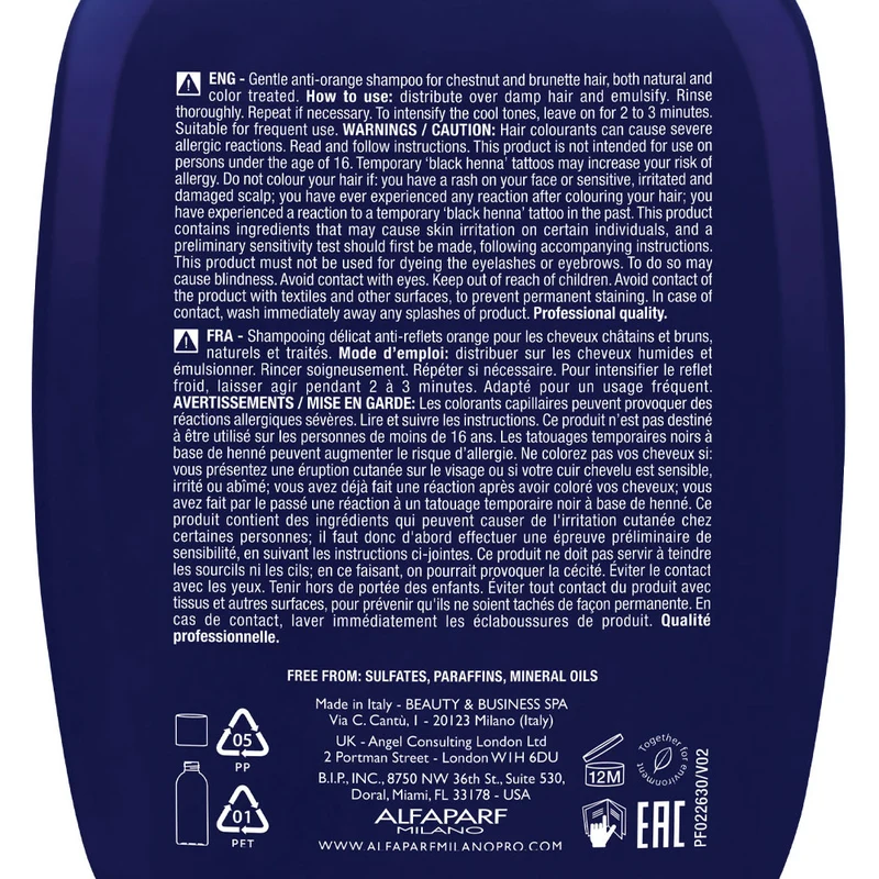 Alfaparf Milano Semi di Lino Brunette Anti-Orange Low Shampoo 250ml - shampoo delicato anti-arancio