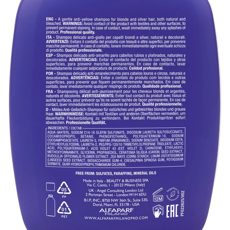 Alfaparf Milano Semi di Lino Blonde Anti Yellow Low Shampoo 250ml - shampoo delicato anti-giallo
