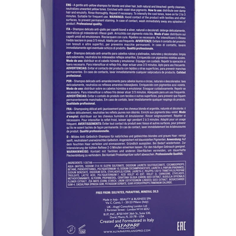 Alfaparf Milano Semi di Lino Blonde Anti Yellow Low Shampoo 250ml - shampoo delicato anti-giallo