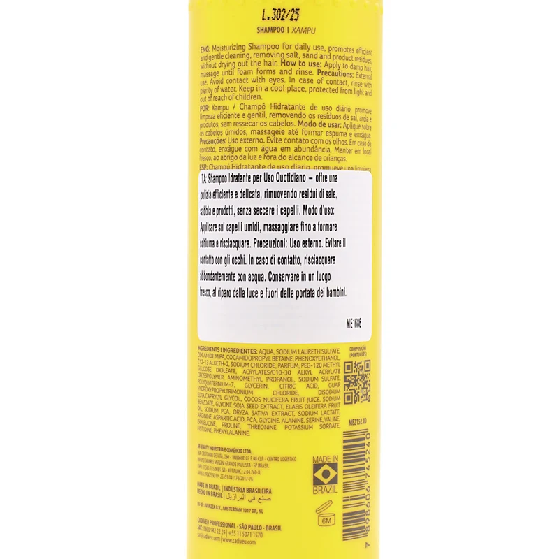 Cadiveu Sol Do Rio Professional Shampoo 250ml - shampoo idratante uso quotidiano