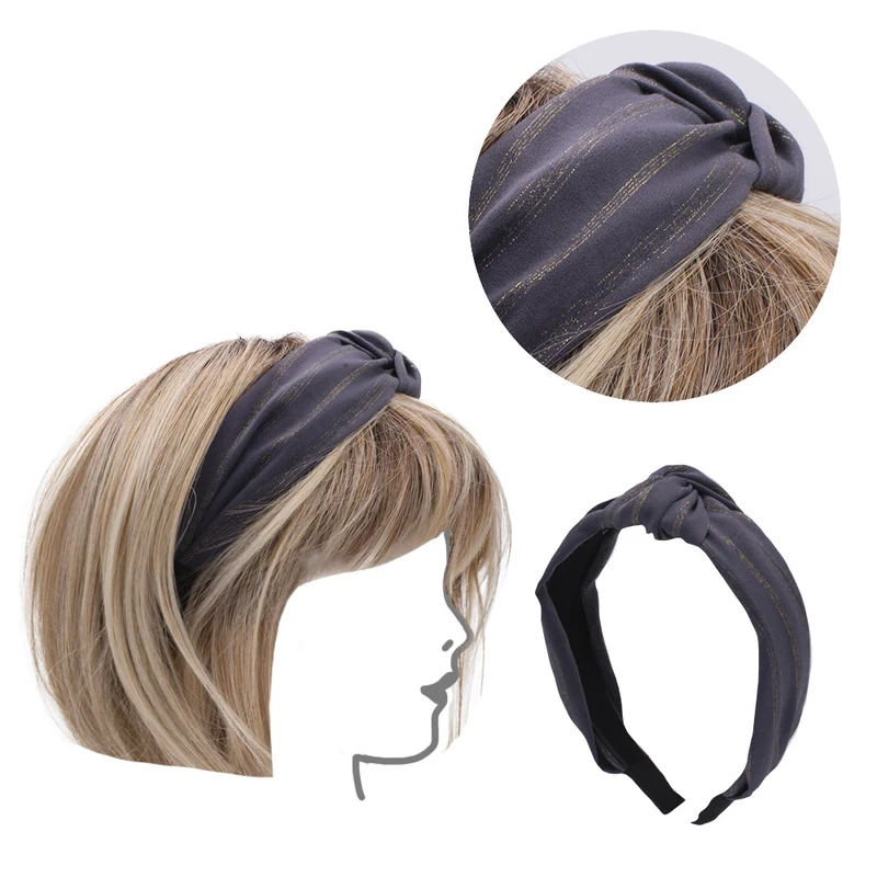 VIAHERMADA Cerchietto per Capelli in Tessuto Blu e Nodo