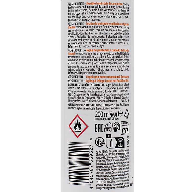 Schwarzkopf Silhouette Flexible Hold Lozione Care & Style 200ml - schiuma volumizzante