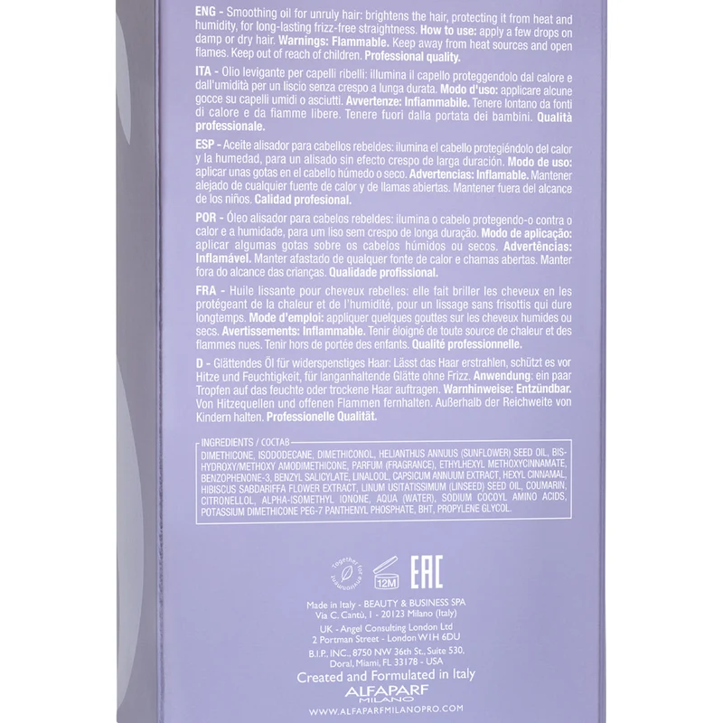 Alfaparf Milano Semi di Lino Smooth Smoothing Oil 100ml - olio levigante