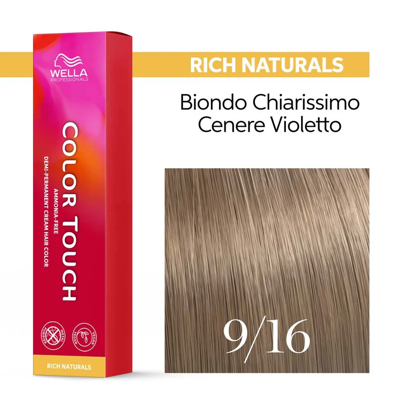 Wella Color Touch Rich Naturals 9/16 Biondo Chiarissimo Cenere Violetto 60ml - colore semipermanente senza ammoniaca