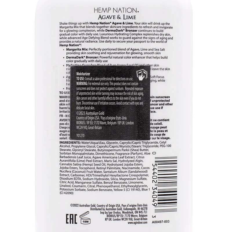 Australian Gold Hemp Nation Agave & Lime 535ml - crema doposole idratante