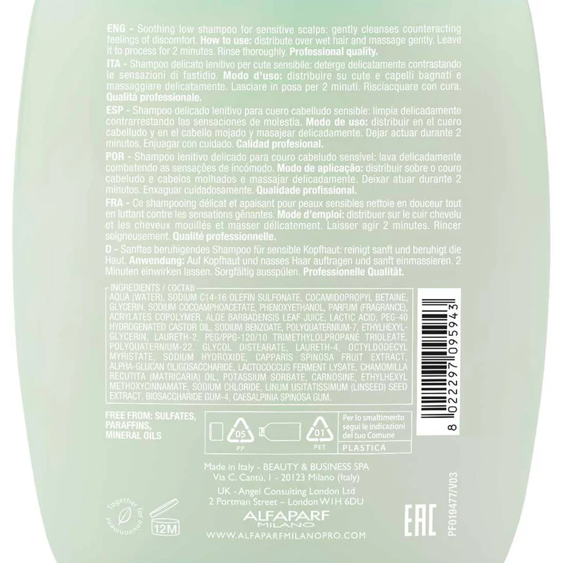 Alfaparf Milano Semi Di Lino Scalp Relief Calming Micellar Low Shampoo 250ml - shampoo delicato lenitivo