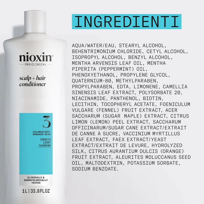 Nioxin Sistema 3 Scalp + Hair Conditioner 1000ml - balsamo anti assottigliamento lieve