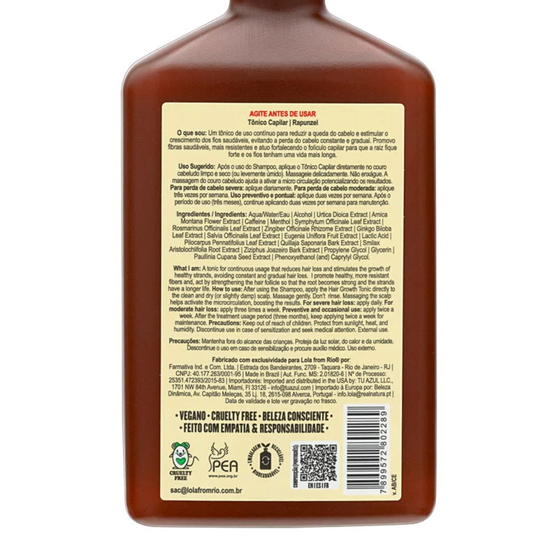 Lola From Rio Rapunzel Tonico do Crescimento 250ml - tonico anticaduta