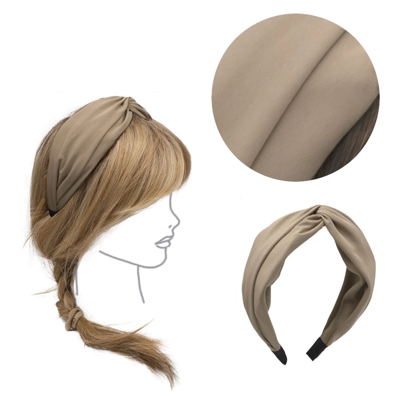 VIAHERMADA Cerchietto per Capelli in Tessuto Beige con Nodo