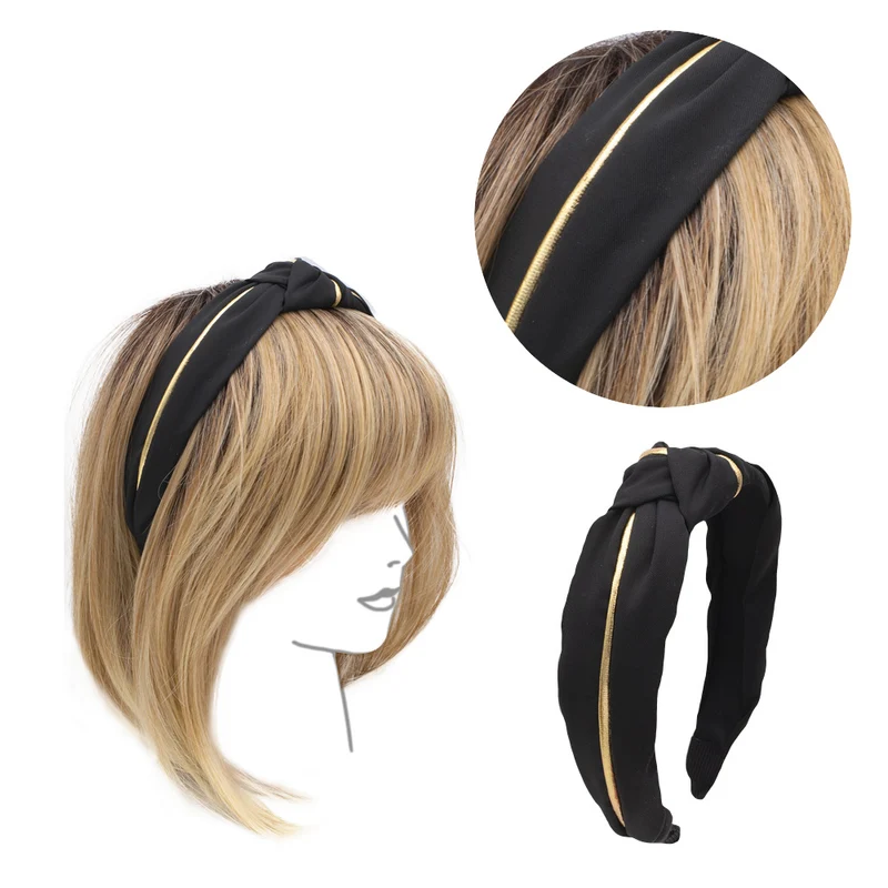 VIAHERMADA Cerchietto Nero con Rivestimento con Nodo sul Fronte