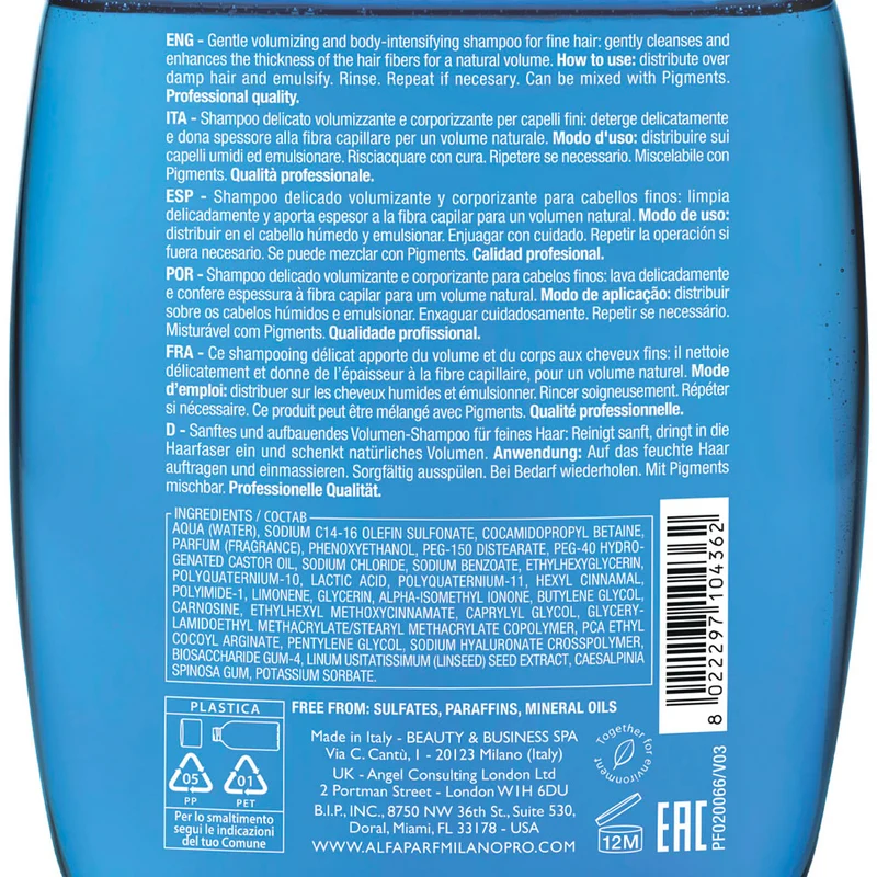 Alfaparf Milano Semi Di Lino Volume Volumizing Low Shampoo 250ml - shampoo delicato volumizzante