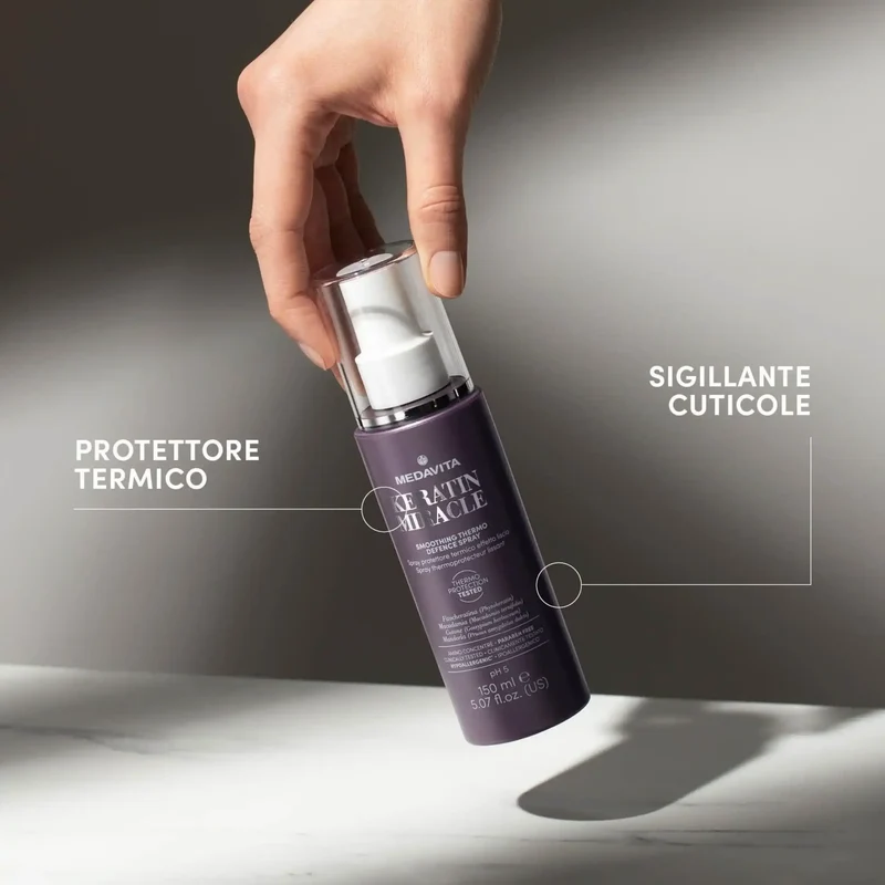 Medavita Keratin Miracle Smoothing Thermo Defence Spray 150ml – Spray Termoprotettore per Capelli Crespi