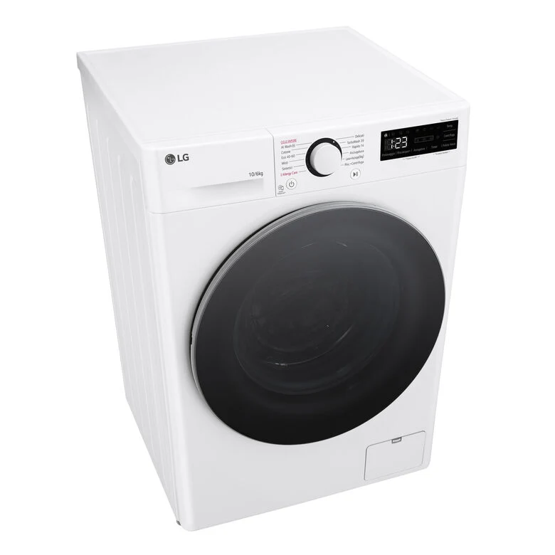 LG D4R5010TSWS Lavasciuga 10/6kg AI DD, Serie R5 Classe D, 1400 giri, TurboWash 360, Vapore, Eco Hybrid, Bianca