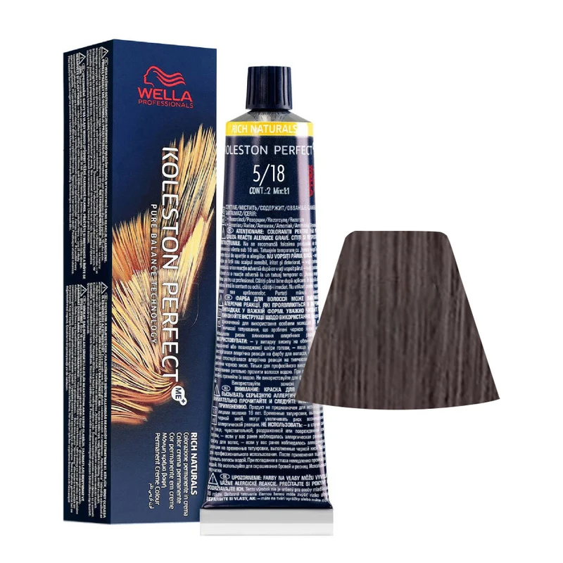 Wella Koleston Perfect Me+ Rich Naturals 5/18 Castano Chiaro Cenere Perla 60ml - colorazione permanente
