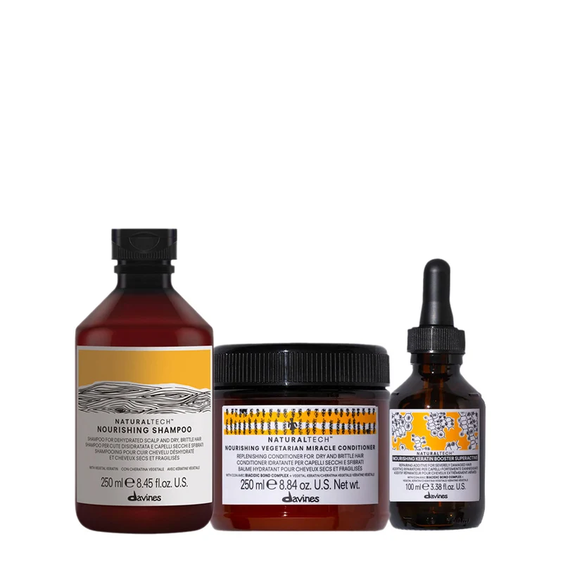 Davines Naturaltech Nourishing Shampoo 250ml Conditioner 250ml Booster Superactive 100ml