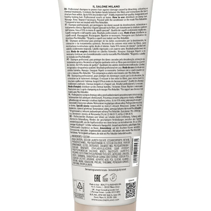 Alfaparf Milano Il Salone Plex Rebuilder Shampoo 250ml - shampoo ristrutturante per capelli rovinati
