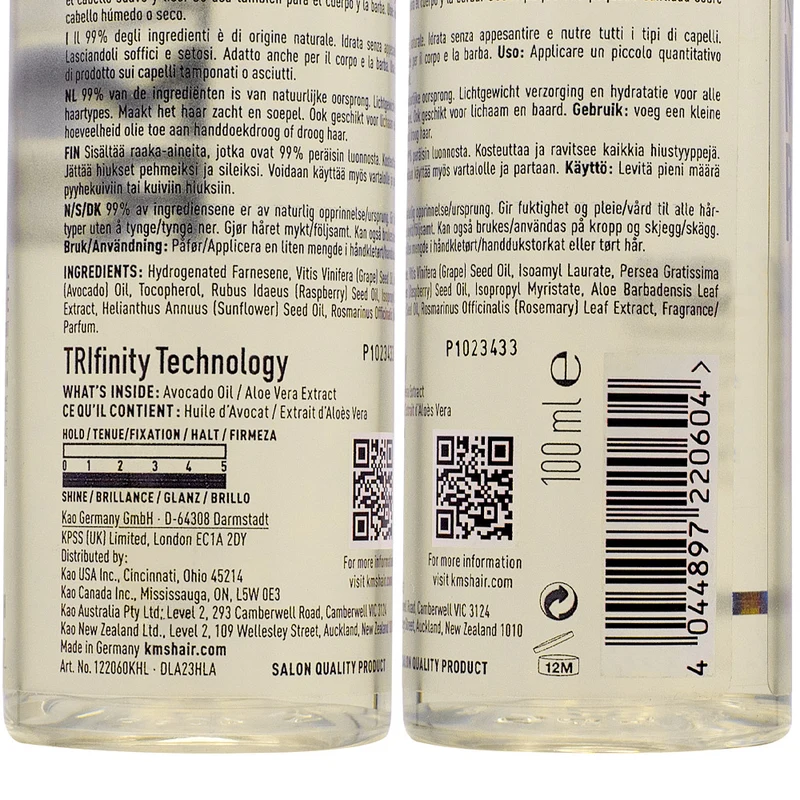 KMS Moist Repair Hydrating Oil 100ml - olio idratante per tutti i tipi di capelli