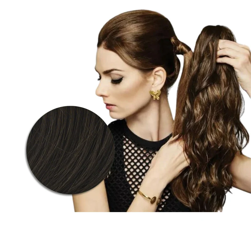 Hairdo Coda con Onde con Mollettone Castano Medio 46cm - coda onde