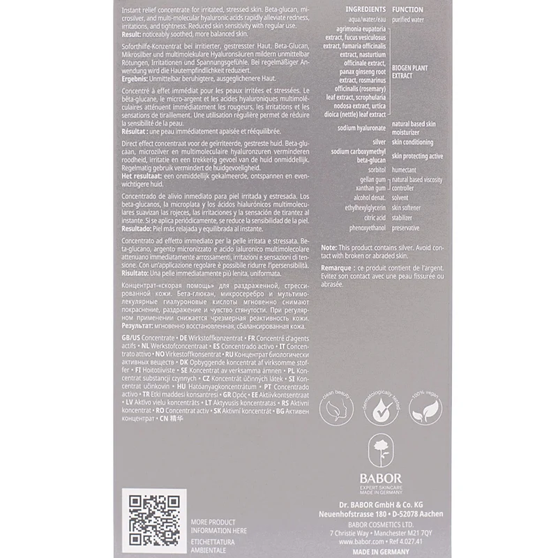 Babor Doctor Babor Sensitive Instant Soothing Ampoule Serum Concentrate 7x2ml - trattamento viso intensivo lenitivo