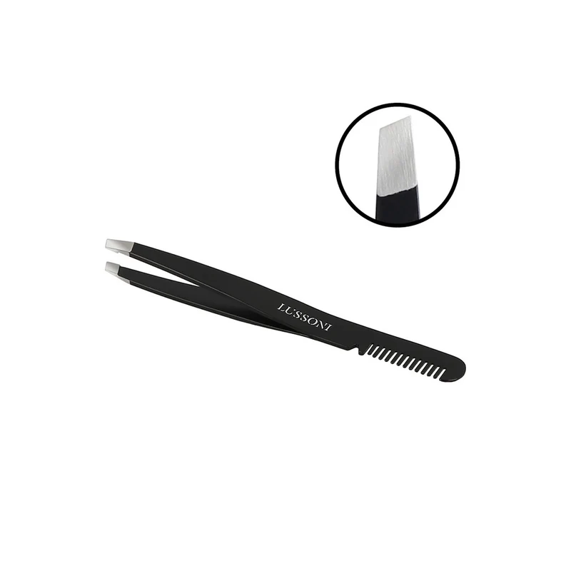 Lussoni Make Up Slant Tweezers With Comb 9.9cm - pinzette per sopracciglia con pettine