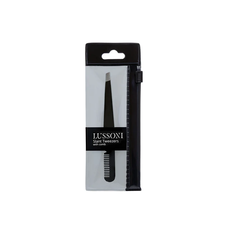Lussoni Make Up Slant Tweezers With Comb 9.9cm - pinzette per sopracciglia con pettine