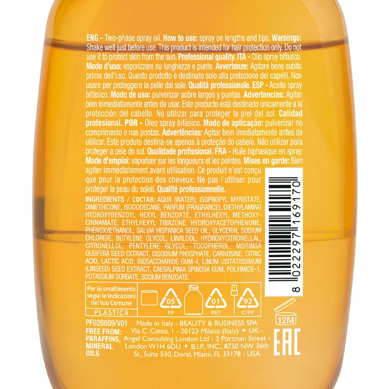 Alfaparf Milano Semi di Lino Sunshine Hair Protective Oil 125ml - olio spray solare bifasico