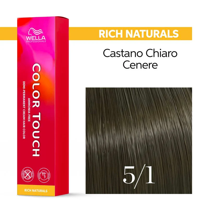 Wella Color Touch Rich Naturals 5/1 Castano Chiaro Cenere 60ml - colore semi permanente senza ammoniaca