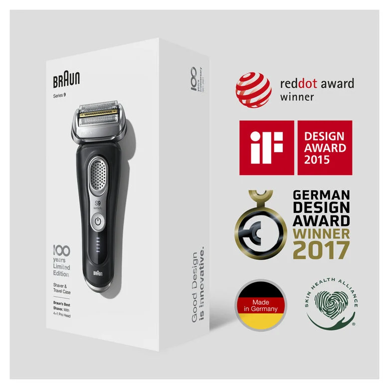Braun Series 9 Rasoio Elettrico Uomo, Design Edition Con Custodia Da Viaggio - Nero