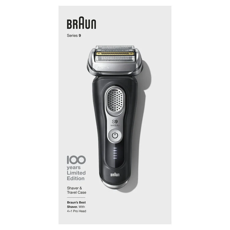 Braun Series 9 Rasoio Elettrico Uomo, Design Edition Con Custodia Da Viaggio - Nero