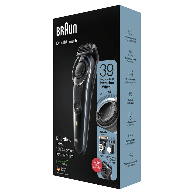 Braun BeardTrimmer 5 BT5340 Nero, Blu