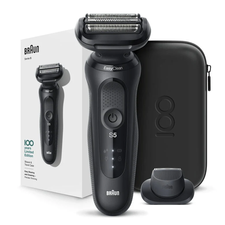 Braun Series 5 Rasoio Elettrico, Design Edition Con Custodia Da Viaggio - Nero