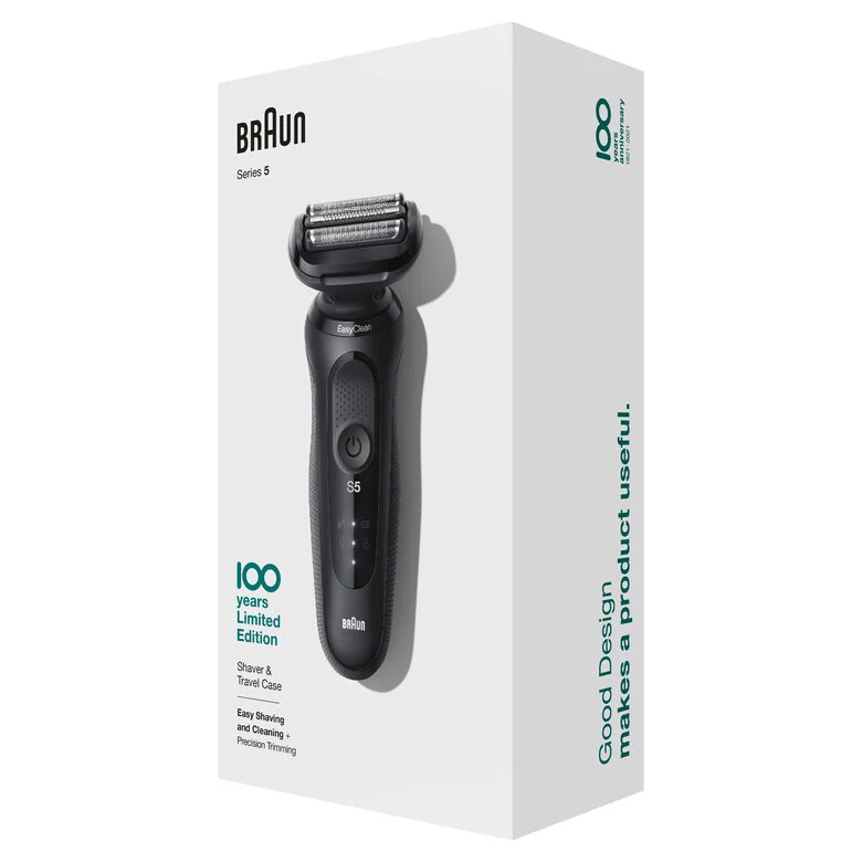 Braun Series 5 Rasoio Elettrico, Design Edition Con Custodia Da Viaggio - Nero