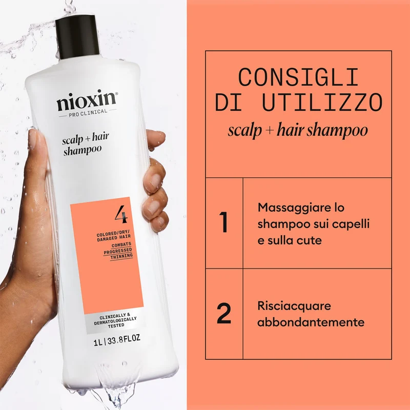 Nioxin Sistema 4 Scalp + Hair Shampoo 1000ml - shampoo fortificante capelli danneggiati