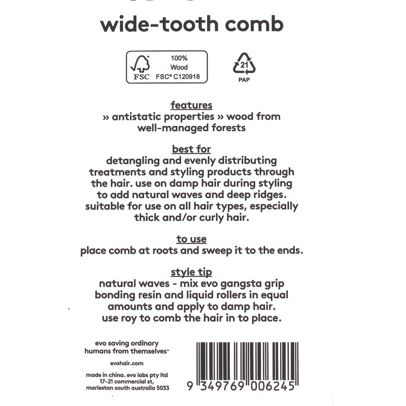 Evo Roy Wide-Tooth Comb - pettine a denti larghi