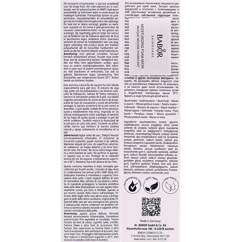 Babor Skinovage Moisturizing Foam Mask 75ml - maschera viso in mousse idratante