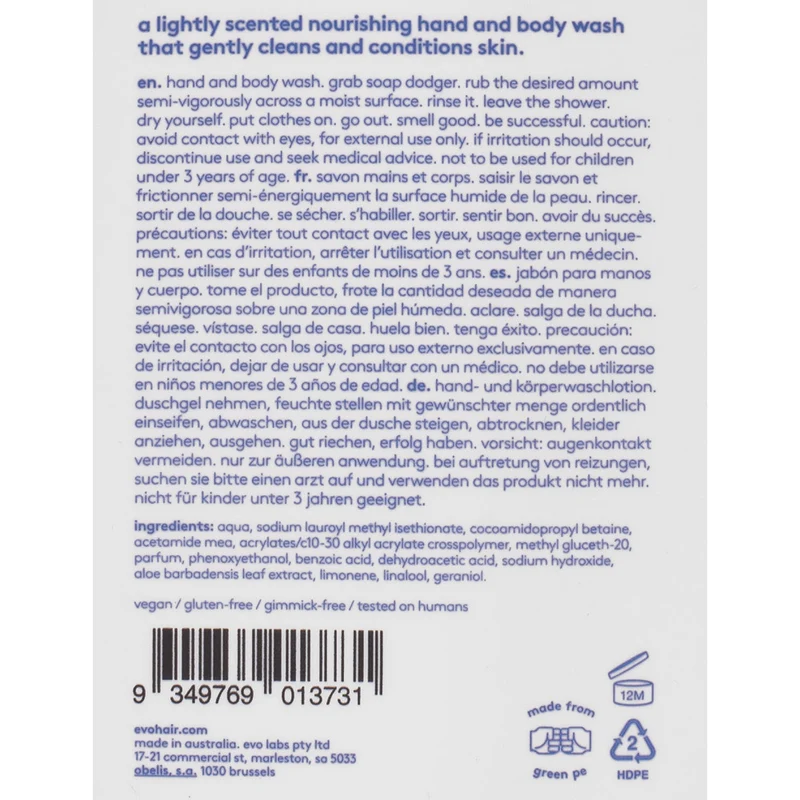 Evo Soap Dodger Body Wash 300ml - detergente corpo e mani