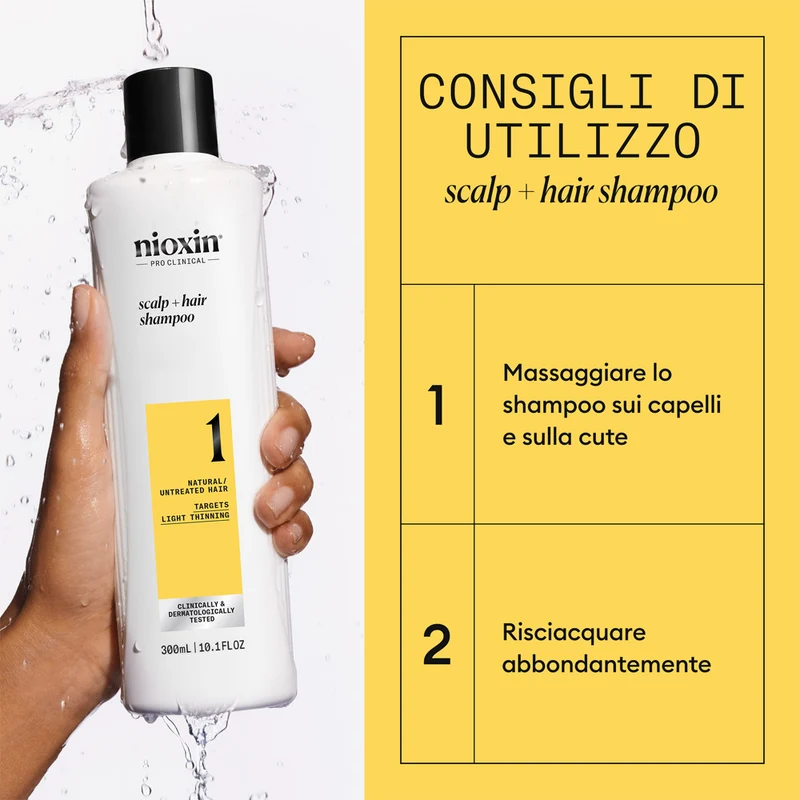 Nioxin Sistema 1 Scalp + Hair Shampoo 300ml - shampoo anti assottigliamento lieve