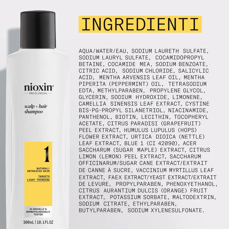 Nioxin Sistema 1 Scalp + Hair Shampoo 300ml - shampoo anti assottigliamento lieve